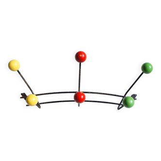 Portemanteau mural à 6 boules en bois colorées