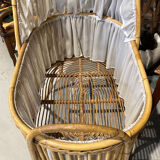 Cradle bed in vintage rattan