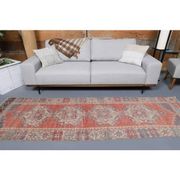 Vintage Turkish Oushak Handmade Wool Cotton Red Runner 85x277
