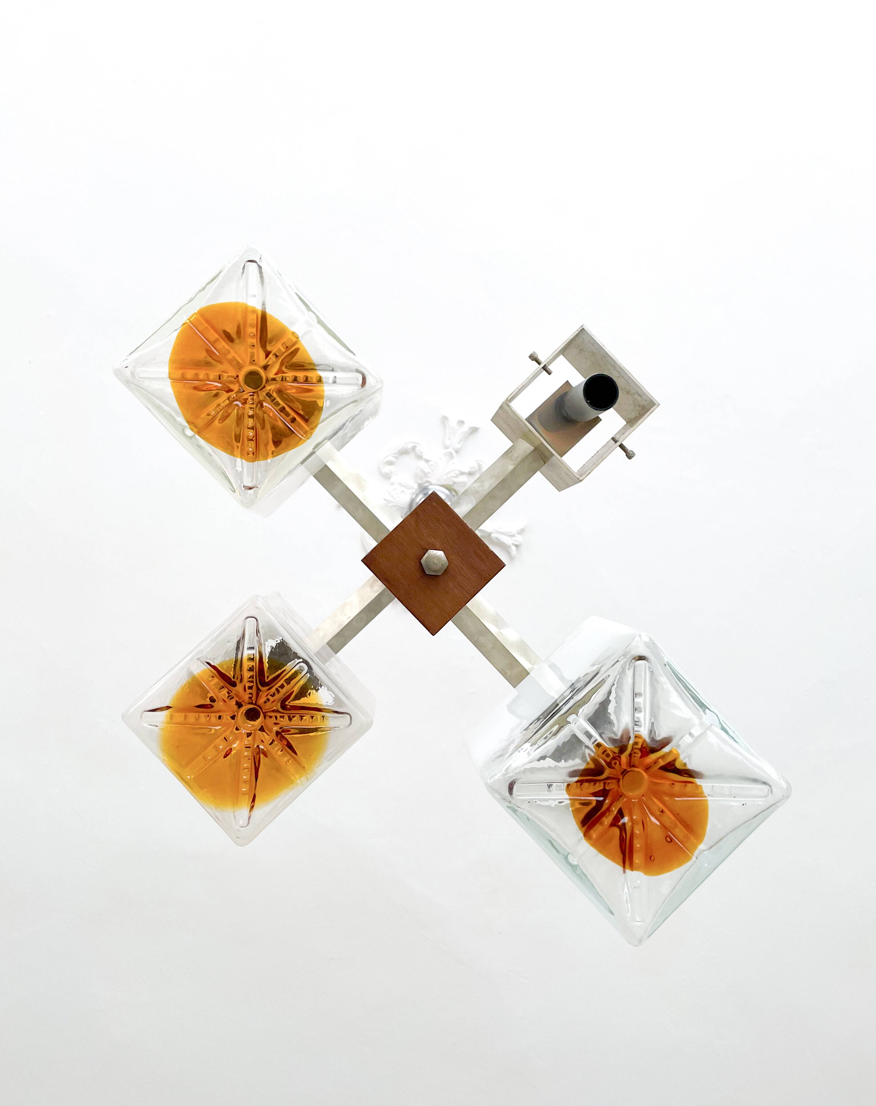 Lustre cubiste Mazzega par Gaetano Sciolari