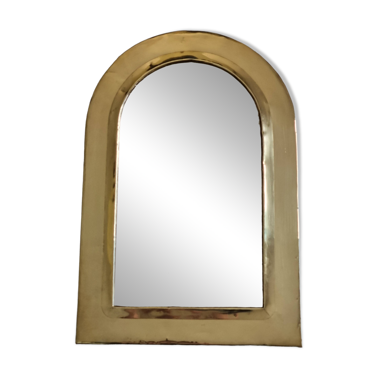 Miroir mural arche en laiton poli, artisanat marocain, 44 x 29 cm