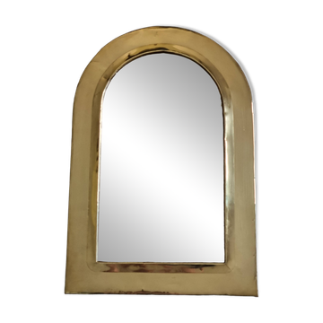 Miroir mural arche en laiton poli, artisanat marocain, 44 x 29 cm