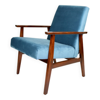 Vintage Ocean Blue Fox Armchair, 1970s