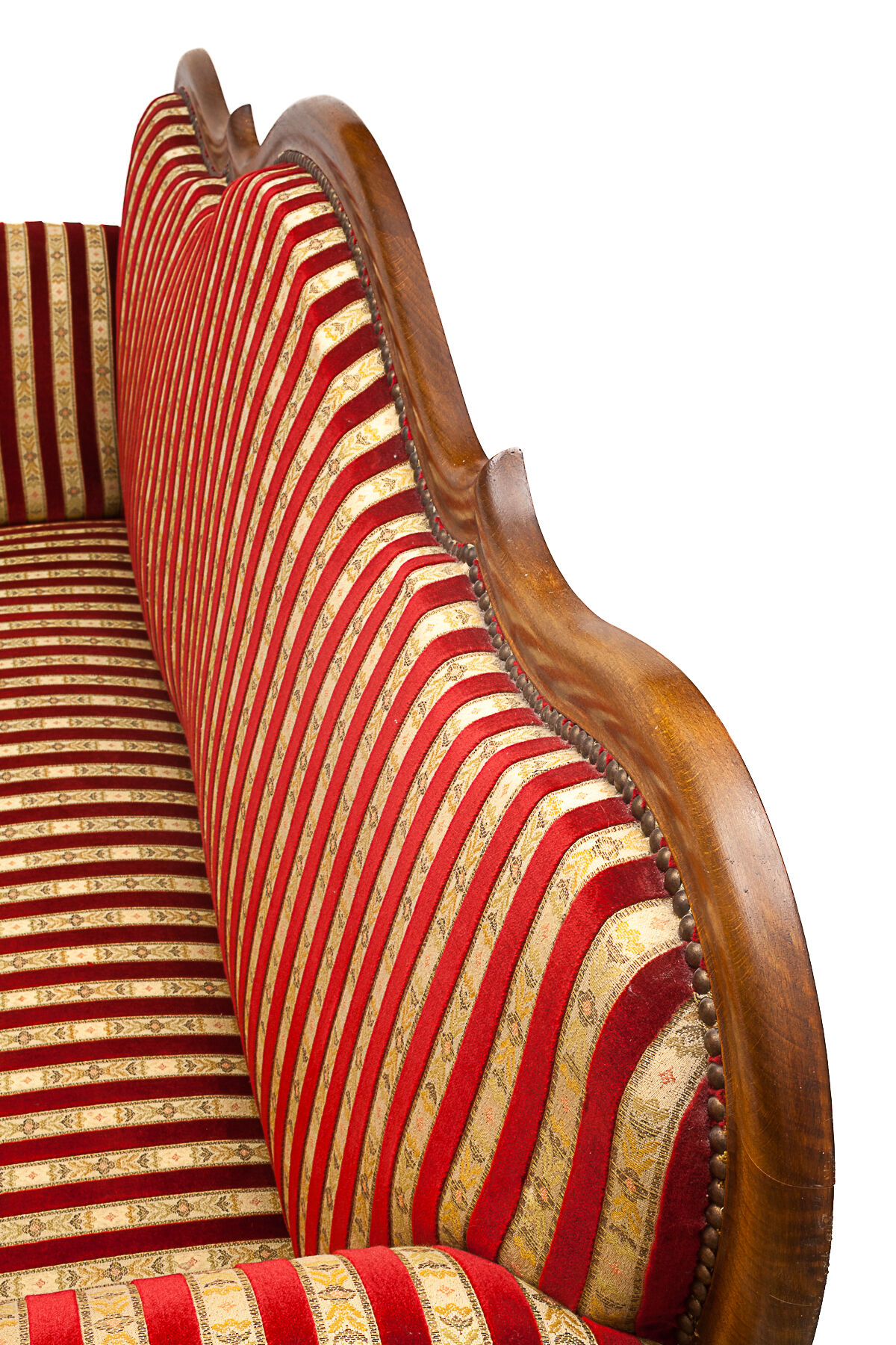 Reclining sofa in silk fabric