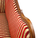 Reclining sofa in silk fabric