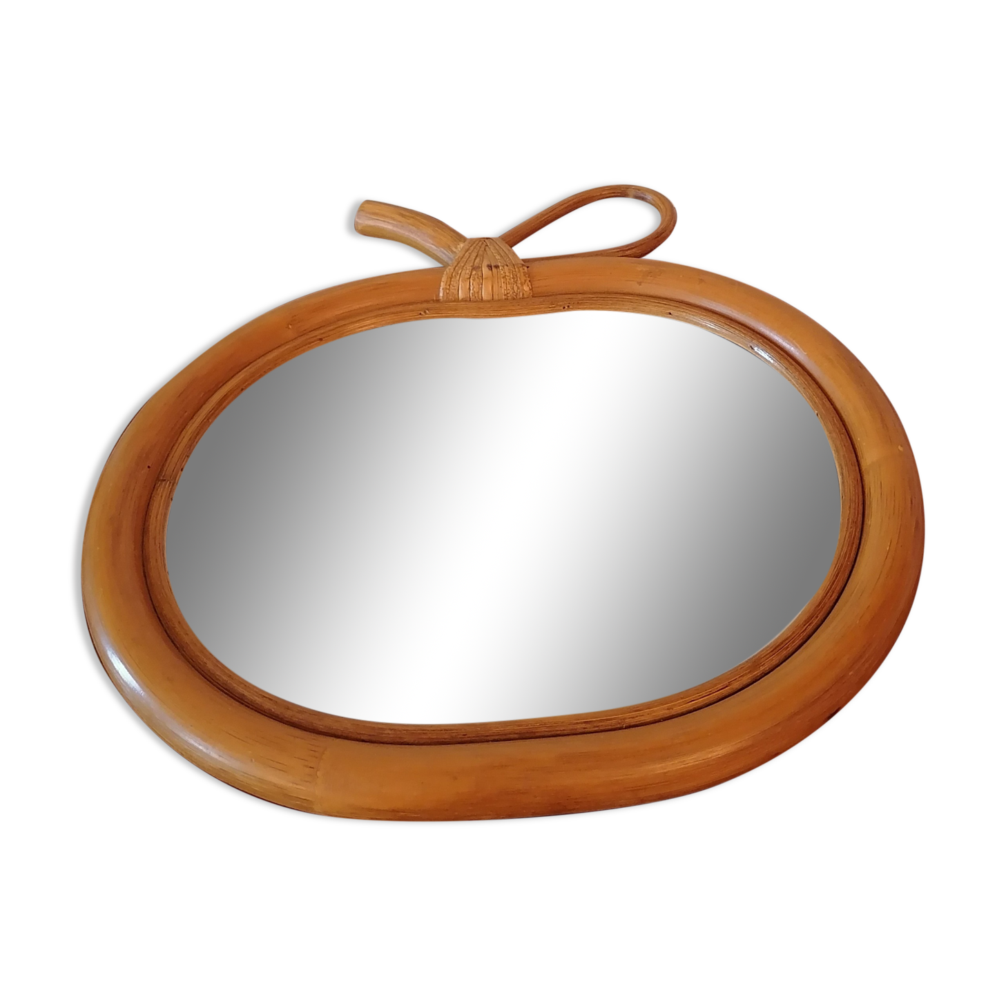 Rattan mirror vintage apple 1960 1970  33x32cm