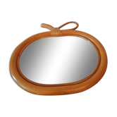 Miroir rotin pomme vintage 1960 1970  33x32cm