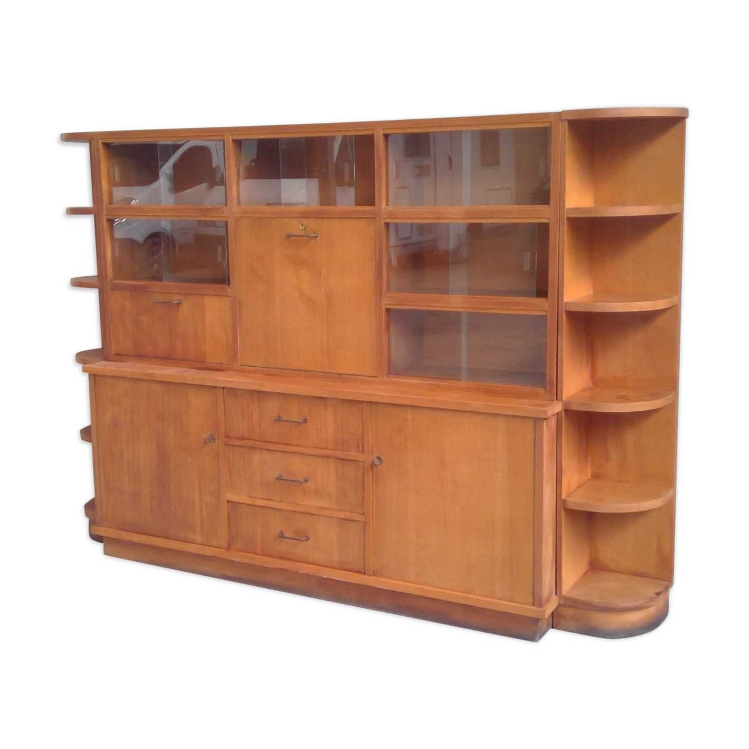 Showcase bookcase modular Secretary bar oak vintage 50-60 years