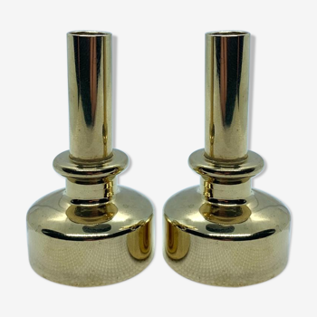 Pair of vintage Scandinavian candlesticks in brass L92 by Hans-Agne Jakobsson 1960.