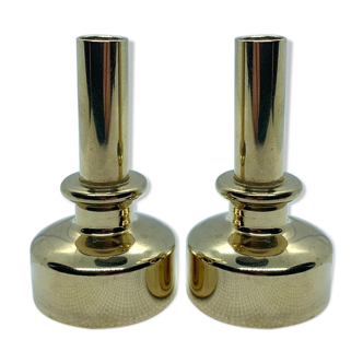 Pair of vintage Scandinavian candlesticks in brass L92 by Hans-Agne Jakobsson 1960.