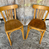 Pair of Vintage Bistro Chairs LUTERMA Light Wood 1960s