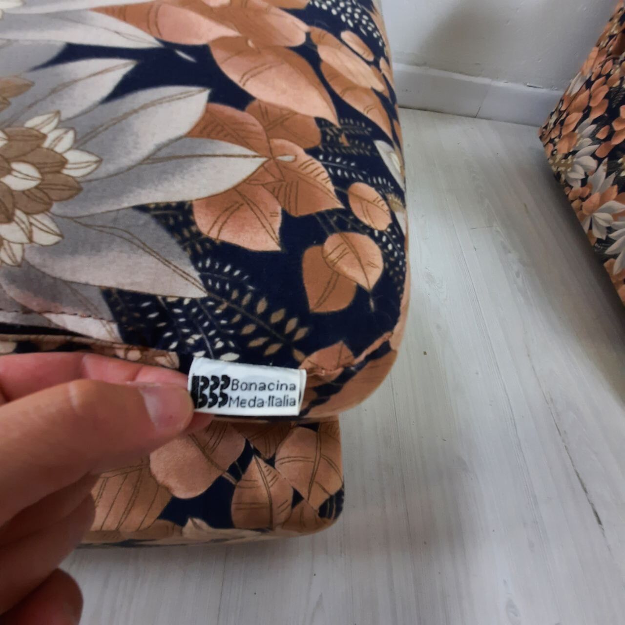 Modular sofa / Pair Armchairs - Fabric leaves - Vintage - Bonacina