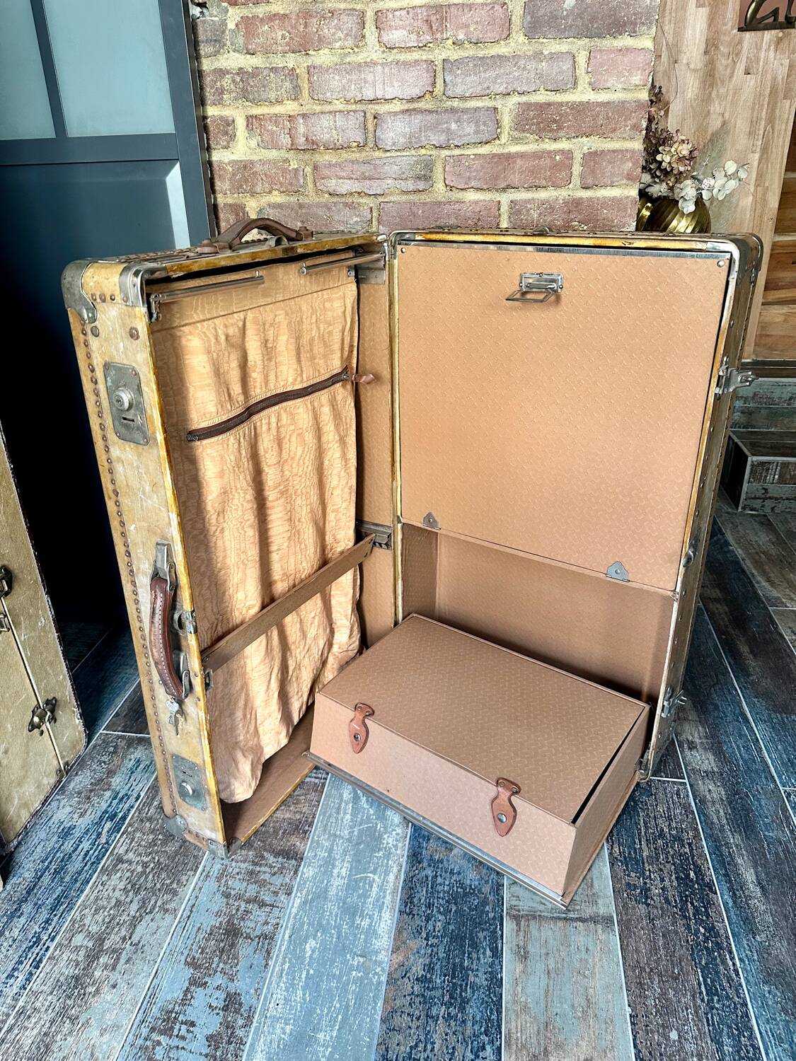Antique cabin trunk in vellum