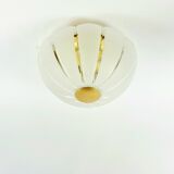 Very Large Space Age Glass & Brass Ceiling Light from Limburg, Germany, 70s