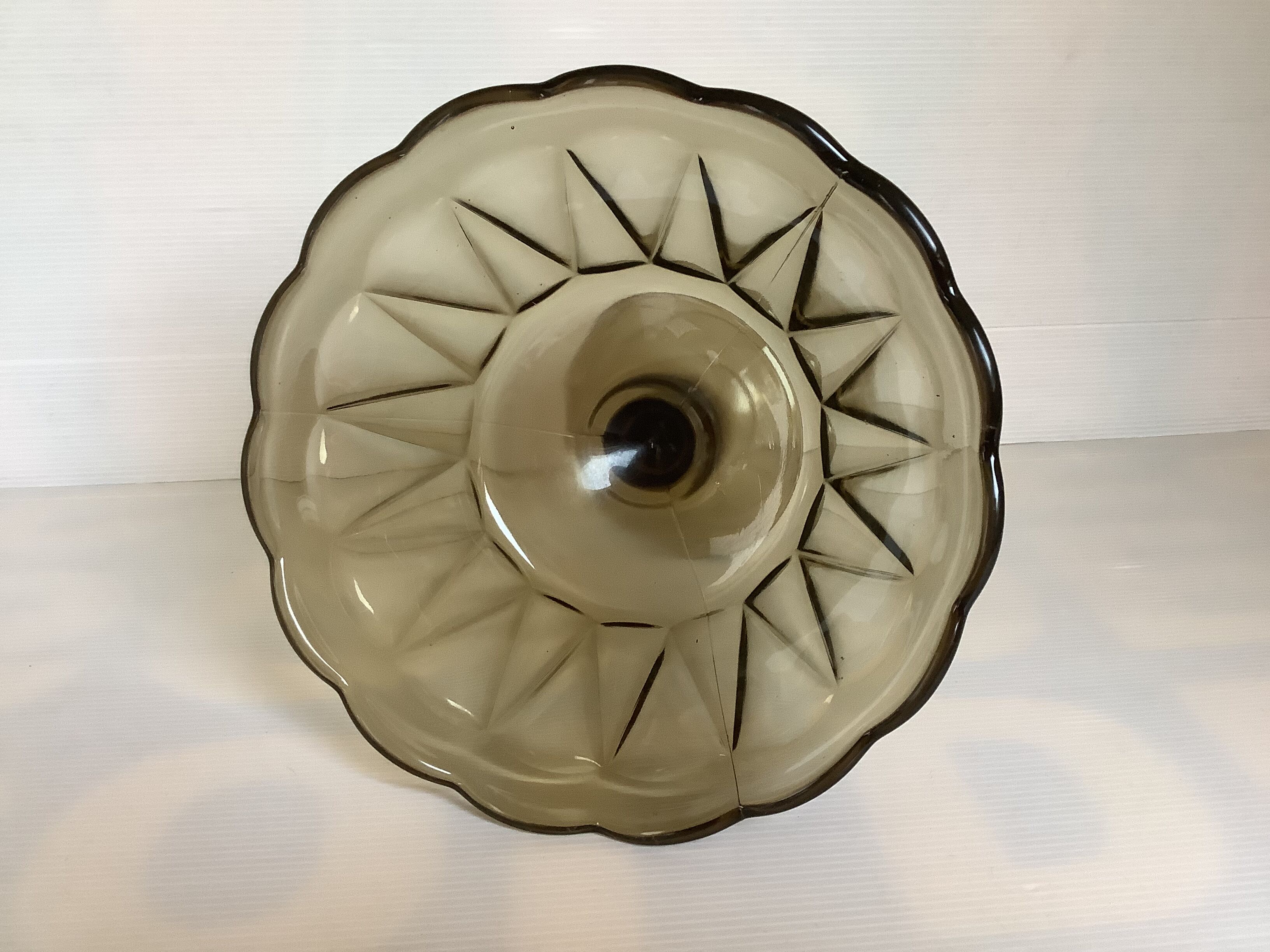 Old smoked molded glass foot cup
