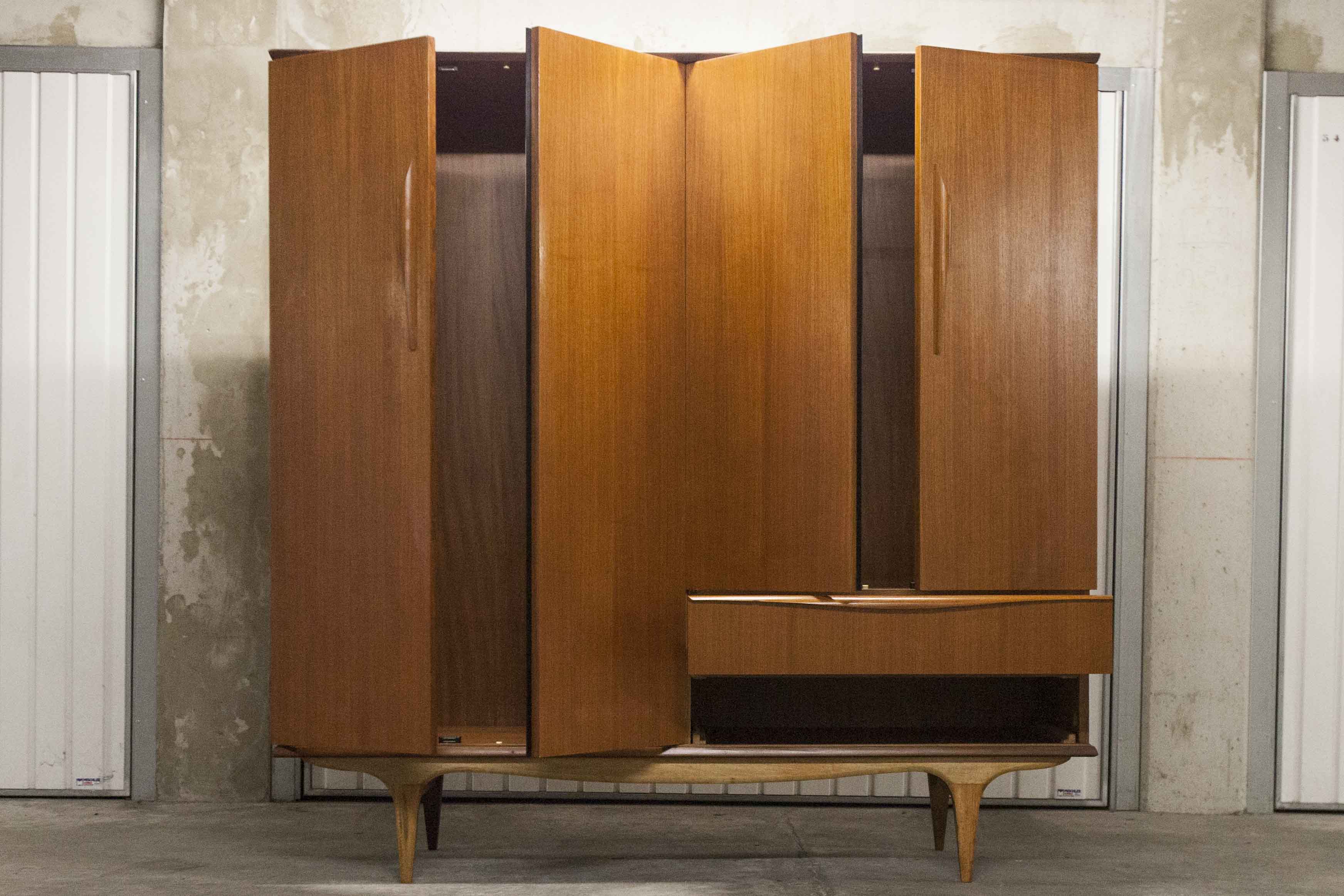 Scandinavian teak cabinet 1960 with mounting plan