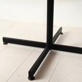 Round Scandinavian teak table with metal base