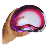 Murano sommerso pink and purple ashtray pocket emptier 1960