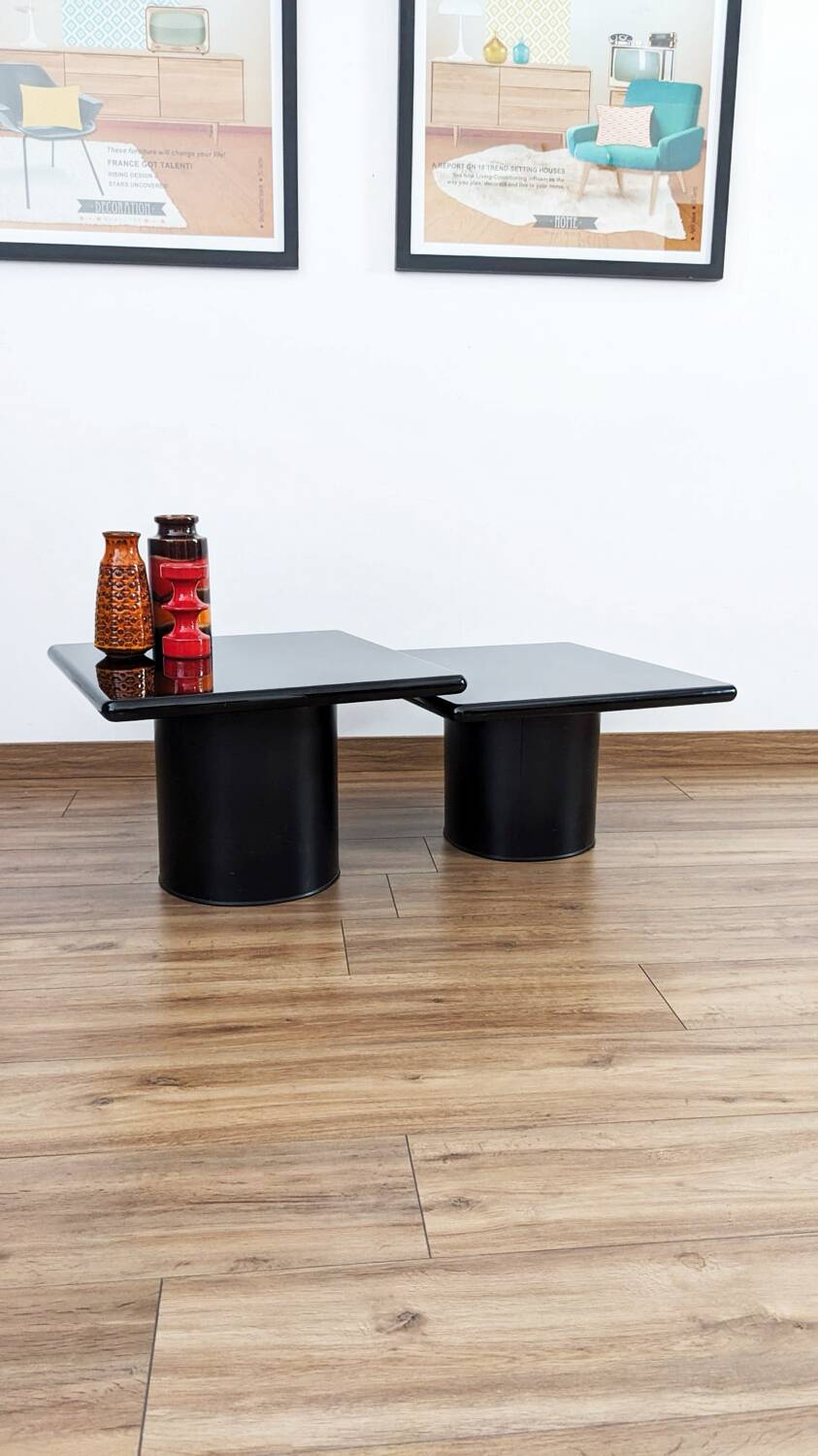 Lot de 2 tables basses gigognes Cidue, années 70