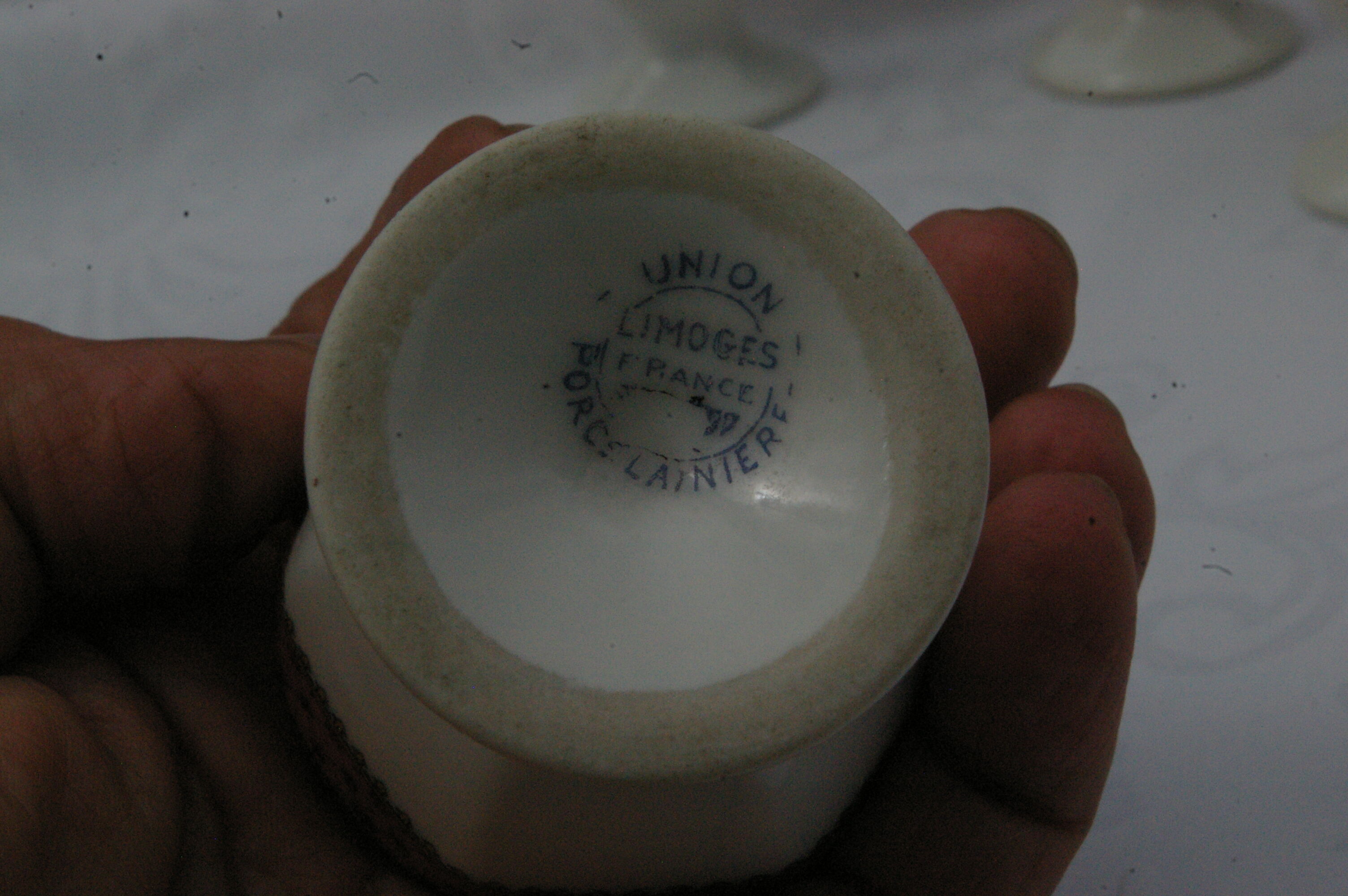 5 old limoges porcelain coquetiers