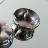 Silver-plated vintage Christian Dior Pumpkin set: two lidded metal bowls with removable integrated lighter, 1970s