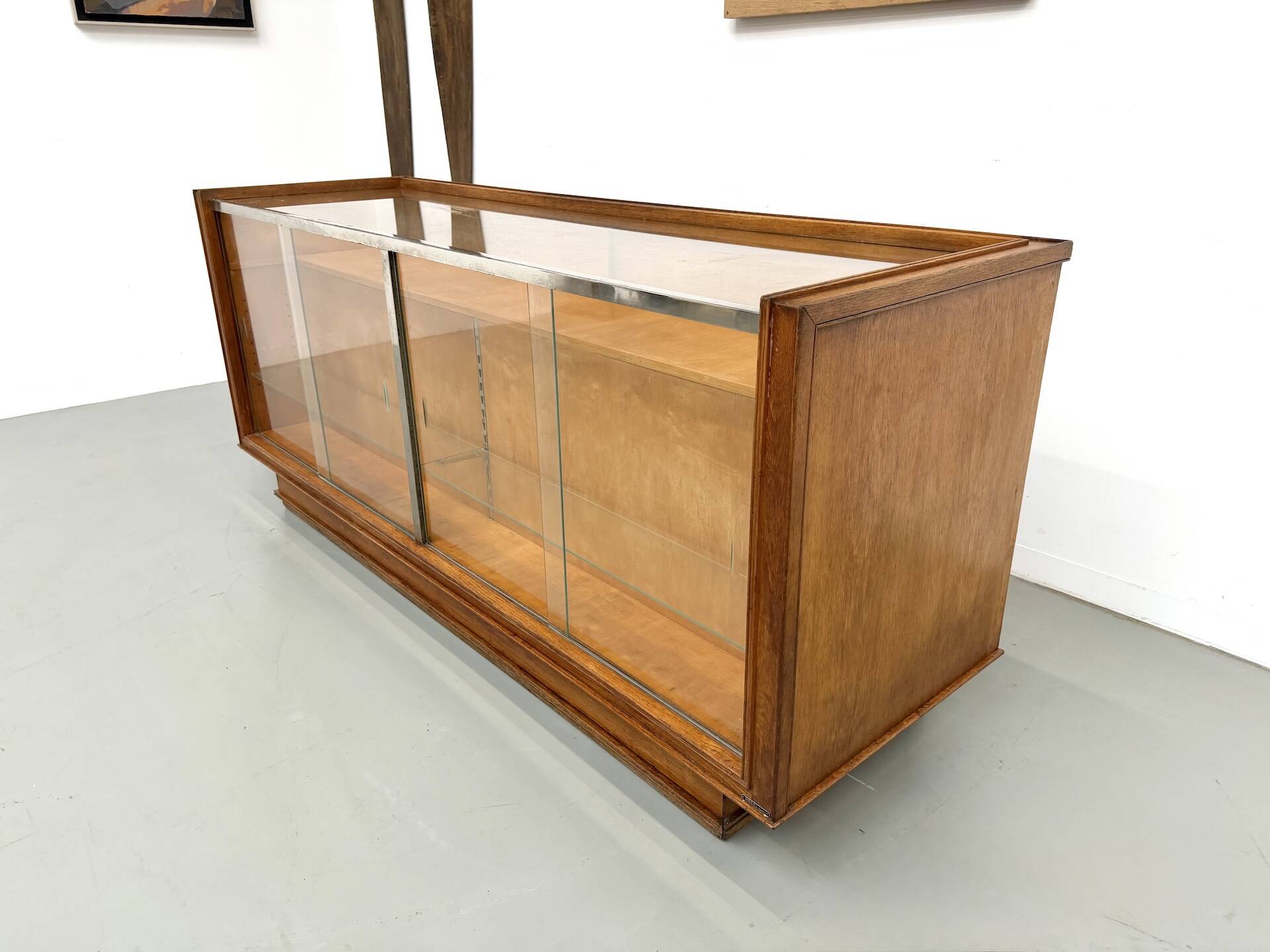 Vintage Siegel Paris workbench in oak and glass – 1950