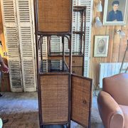 Vintage rattan shelving unit