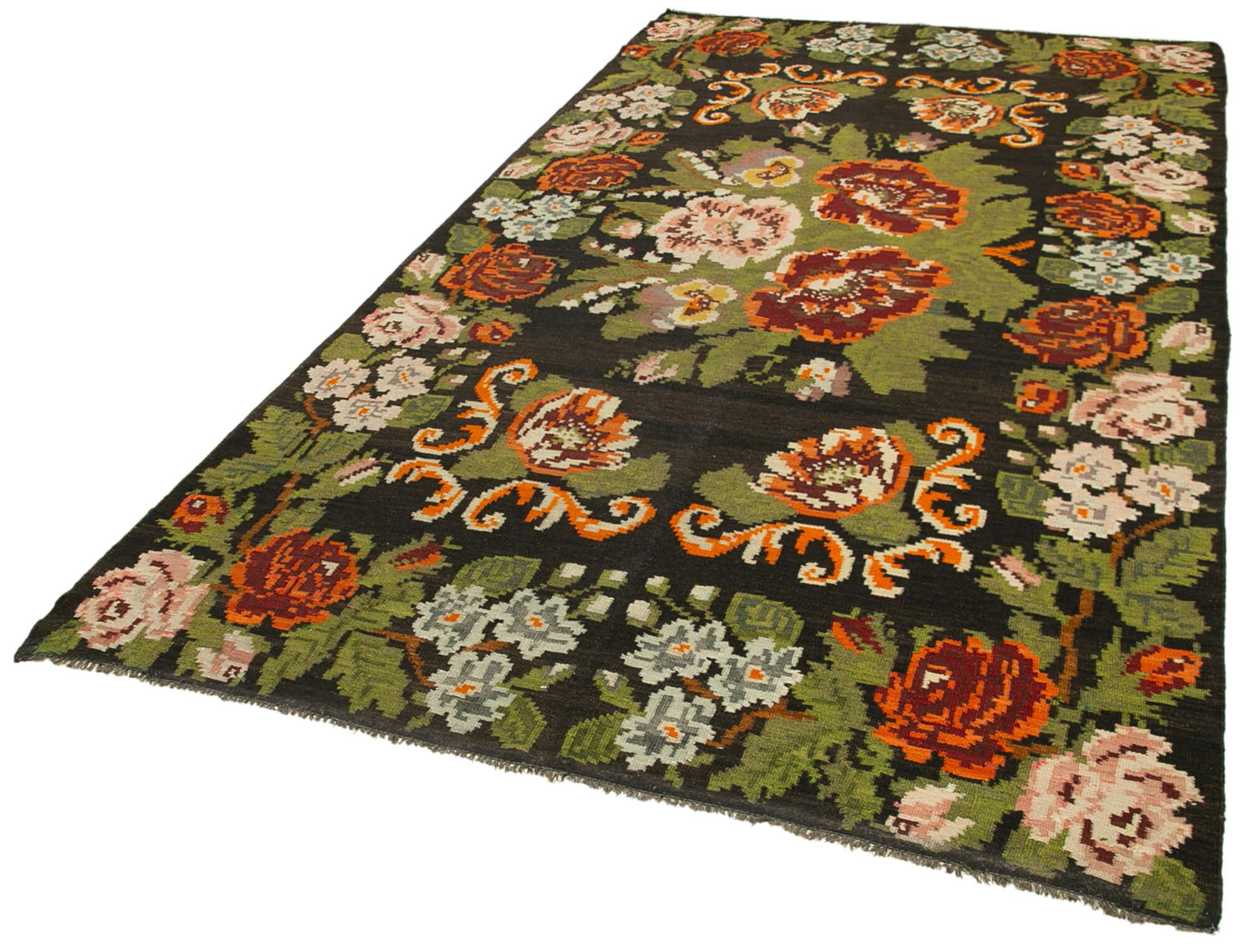 Hand-Knotted Vintage Tapestry Black Kilim 180 cm x 333 cm - 23258