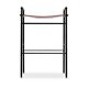 Lote de 5 Taburetes de Bar Contemporáneos Piel Tabaco Natural y Metal Caucho Negro