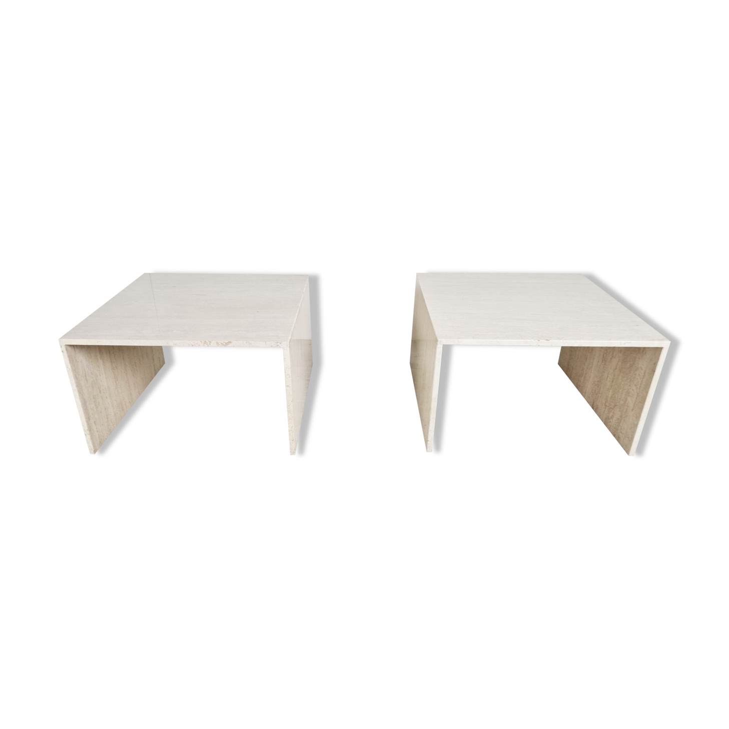 Pair of vintage travertine coffee or side tables, 1970s