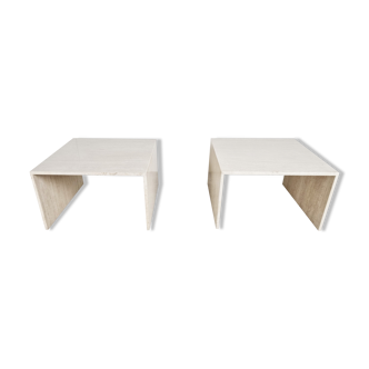 Pair of vintage travertine coffee or side tables, 1970s