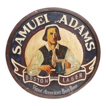 Former Samuel Adams beer advertisement -Sign painted on wood - 1970