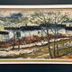 Large Original Swedish Oil on Panel – “Landscape with Houses and Trees” by Stig Hallblom – Signed – Vintage & Framed 90×59.5cm (35.4"×23.4")