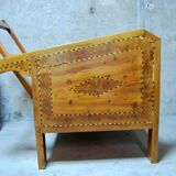 Vintage wooden veranda armchairs with inlaid marquetry 1930s