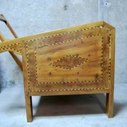 Fauteuils de véranda vintage en bois avec marqueterie incrustée 1930s