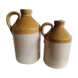 Duo of stoneware decanter bottles