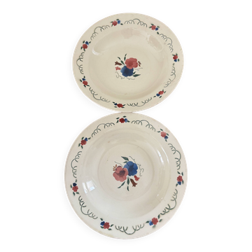 Set of two antique deep plates HBCM Montereau Villefranche.