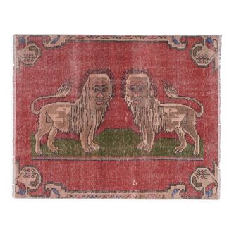 Vintage Turkish rug from Oushak, hand-woven 102x127 cm