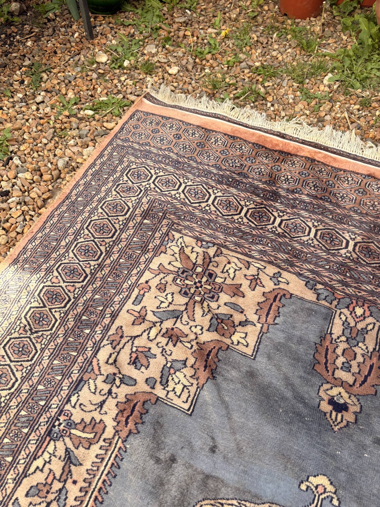 Vintage Persian Moud Carpet Handwoven Wool 240x160 Iran Oriental Old Salon