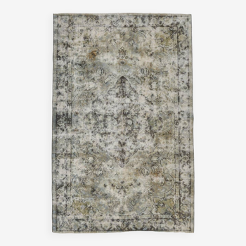 5x8 distressed gray & green vintage rug, 168x261cm