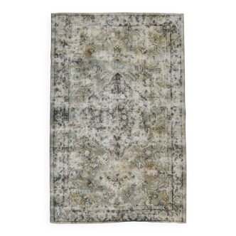 Tapis vintage gris et vert vieilli 5 x 8, 168 x 261 cm