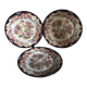 Set of 3 Antique Sarreguemines Dessert Plates: Hand-Painted Floral Ceramic