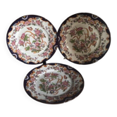 Set of 3 Antique Sarreguemines Dessert Plates: Hand-Painted Floral Ceramic