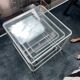 3 tables gigognes Max Sauze pour Isocèle – années 70 – métal blanc & verre