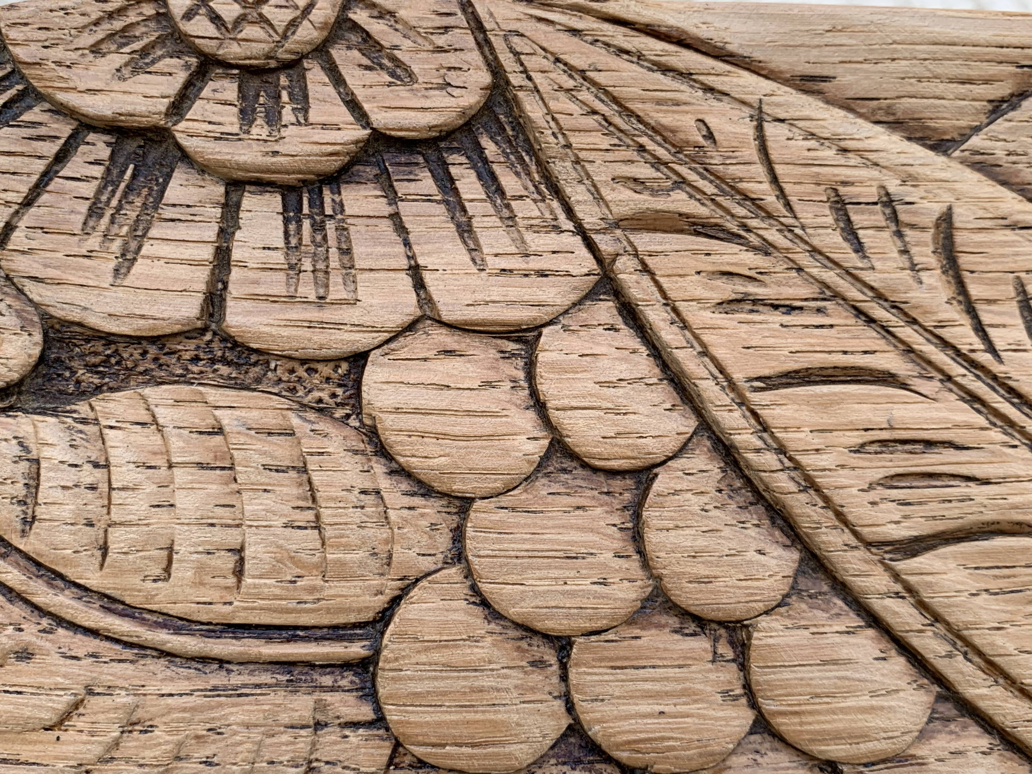 Art Deco mirror bevelled raw oak 1930