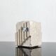 Table lighter / Candle holder in Travertine Cerri Nestore Vintage 70s