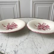 Duo de plats de service longchamp roses années 30-40
