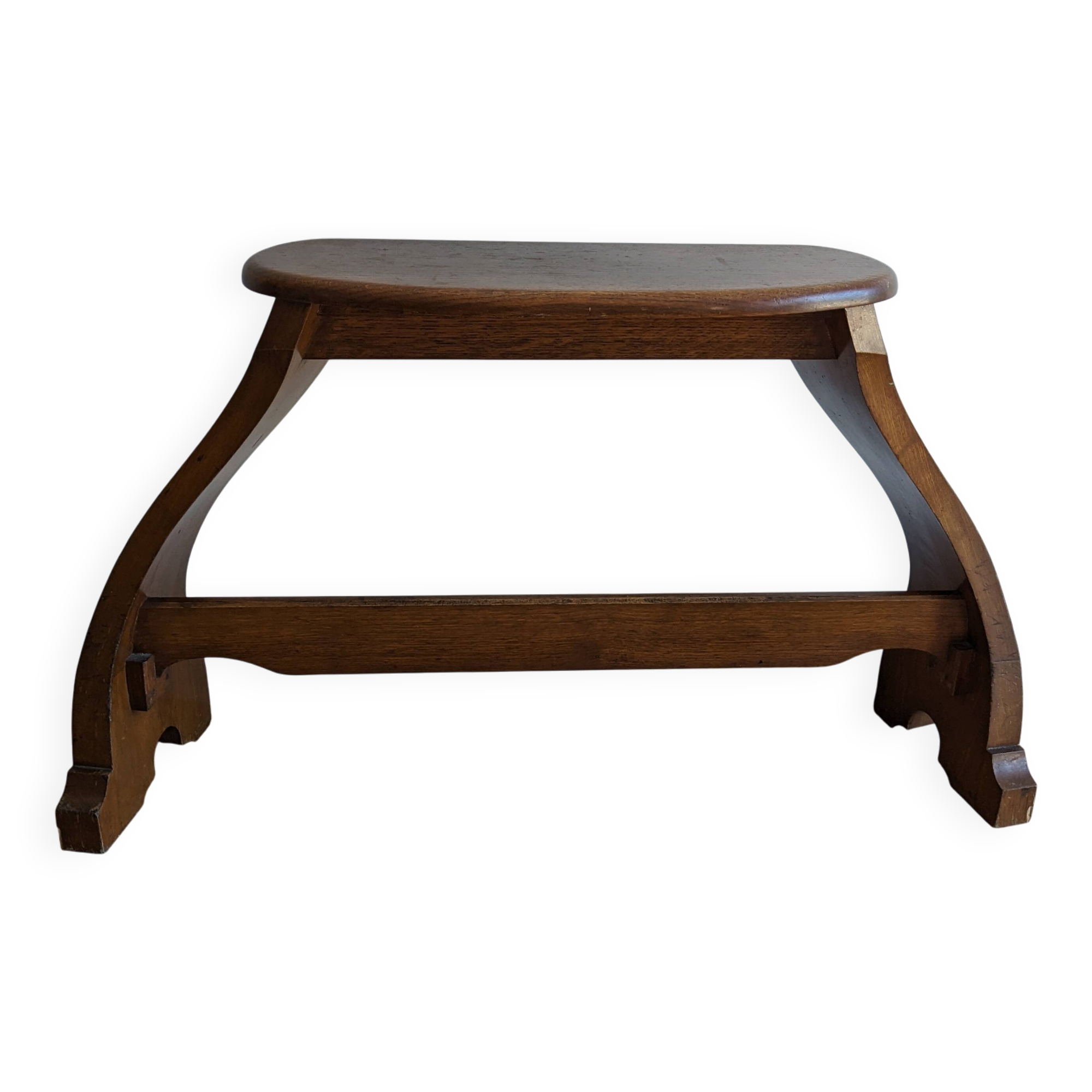 Old church organ bench in Art Nouveau style made of solid oak.