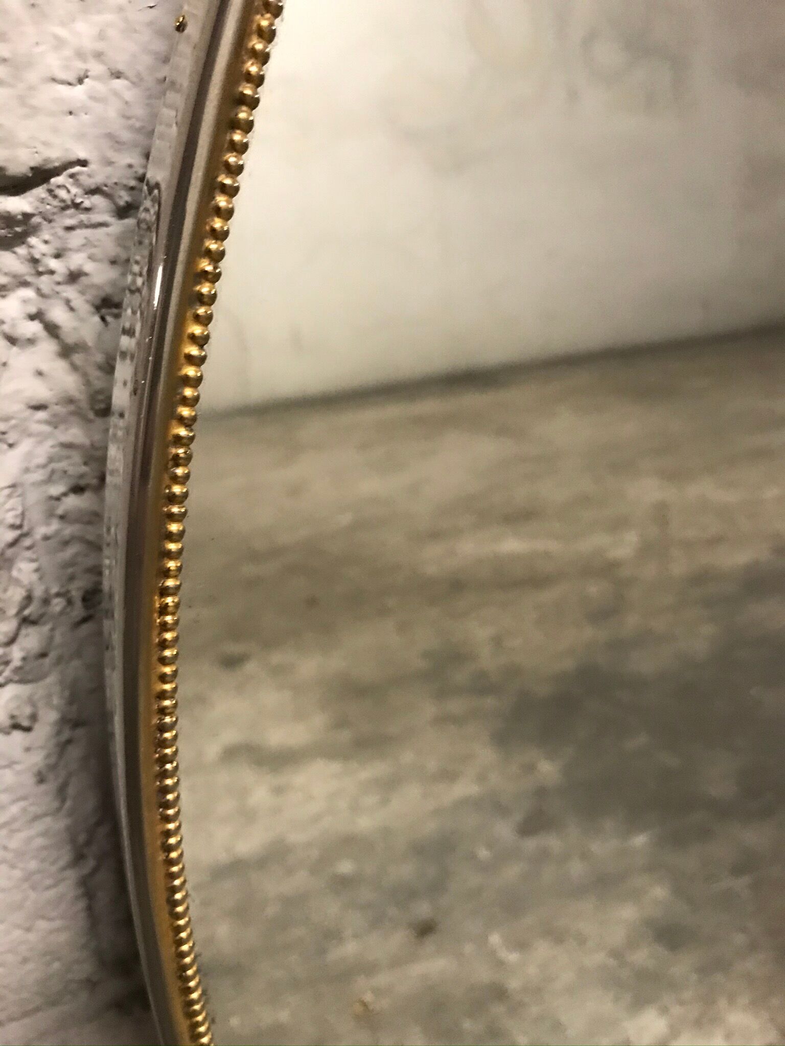 Gold brass oval mirror with vintage beaded décor 37x59cm