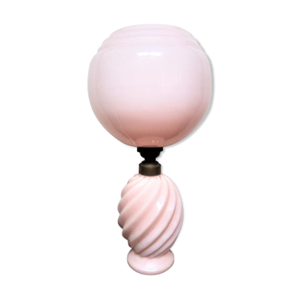 lampe de chevet opaline rose signé Chatard